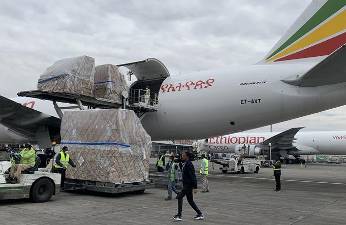 아프리카 54개국 방역 지원 중국 물자, 에티오피아에 도착